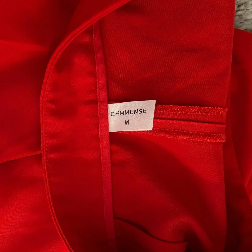 Commense‎ Red High Waisted Wide Leg Pleated Trousers Dress Pants MEDIUM